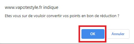 valider points fidélités vapote style