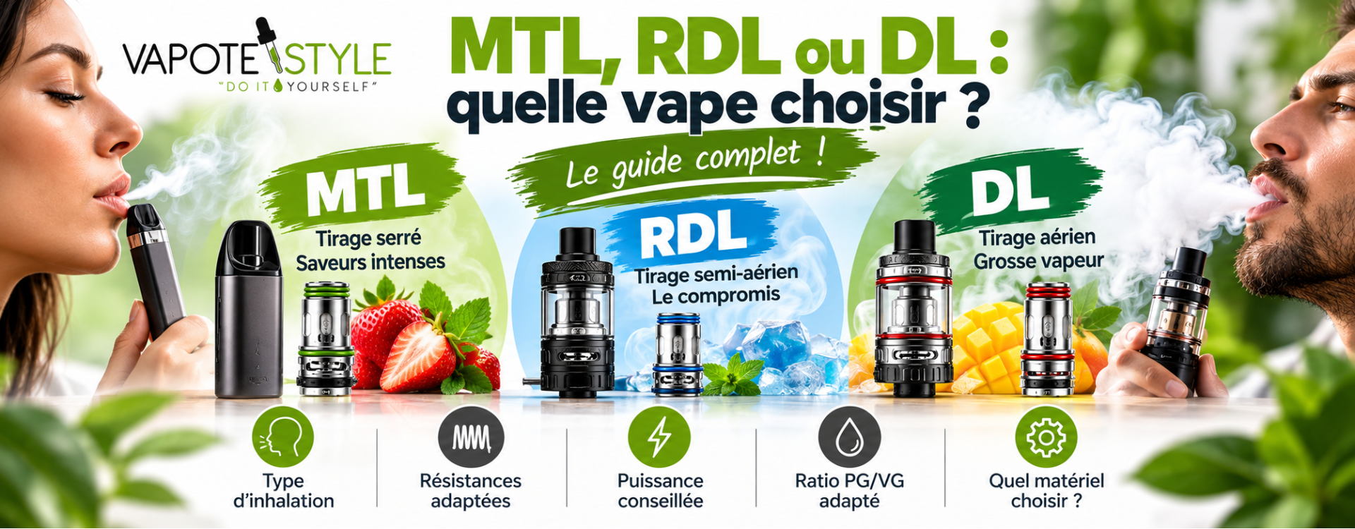 MTL, RDL ou DL : quelle vape choisir pour sa cigarette électronique ?