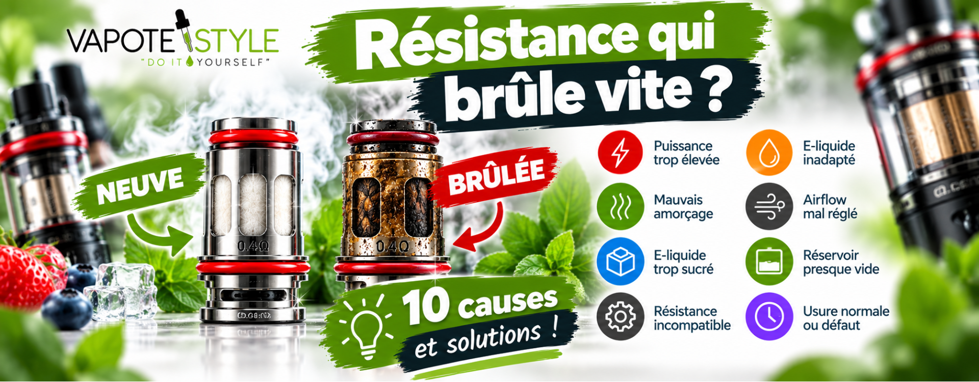 Résistance cigarette électronique qui brûle vite : 10 causes et solutions pour éviter le goût de brûlé