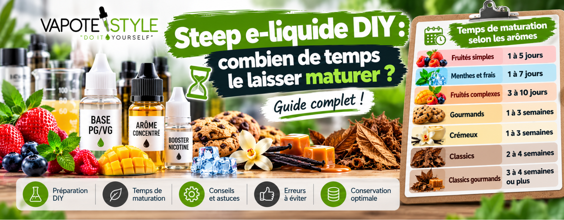 Steep e-liquide DIY : combien de temps laisser maturer ses arômes ? Guide complet
