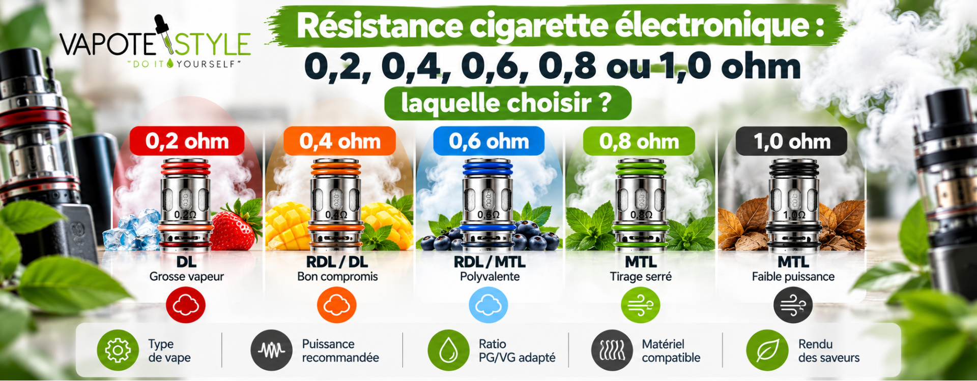 Résistance cigarette électronique : 0,2, 0,4, 0,6, 0,8 ou 1,0 ohm, laquelle choisir ?